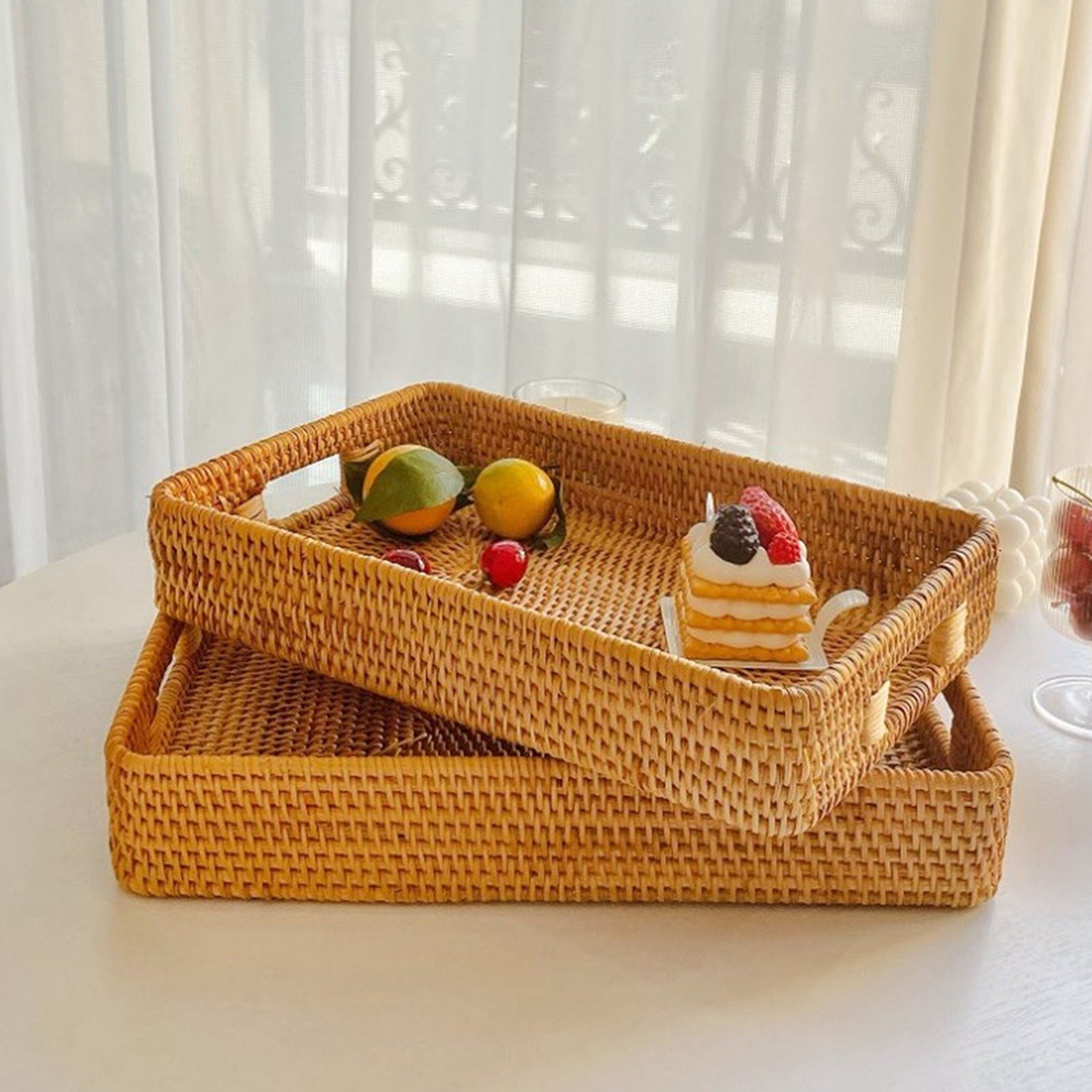 Rattan Tray Handle - E5 Saplı Servis Sepeti Tepsisi, Rattan