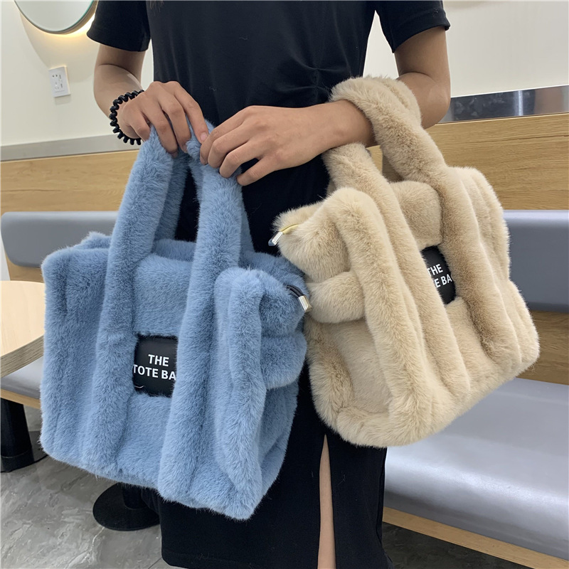 Interior Design Simple - Kış Kadın Taklit Kürk Peluş Tote