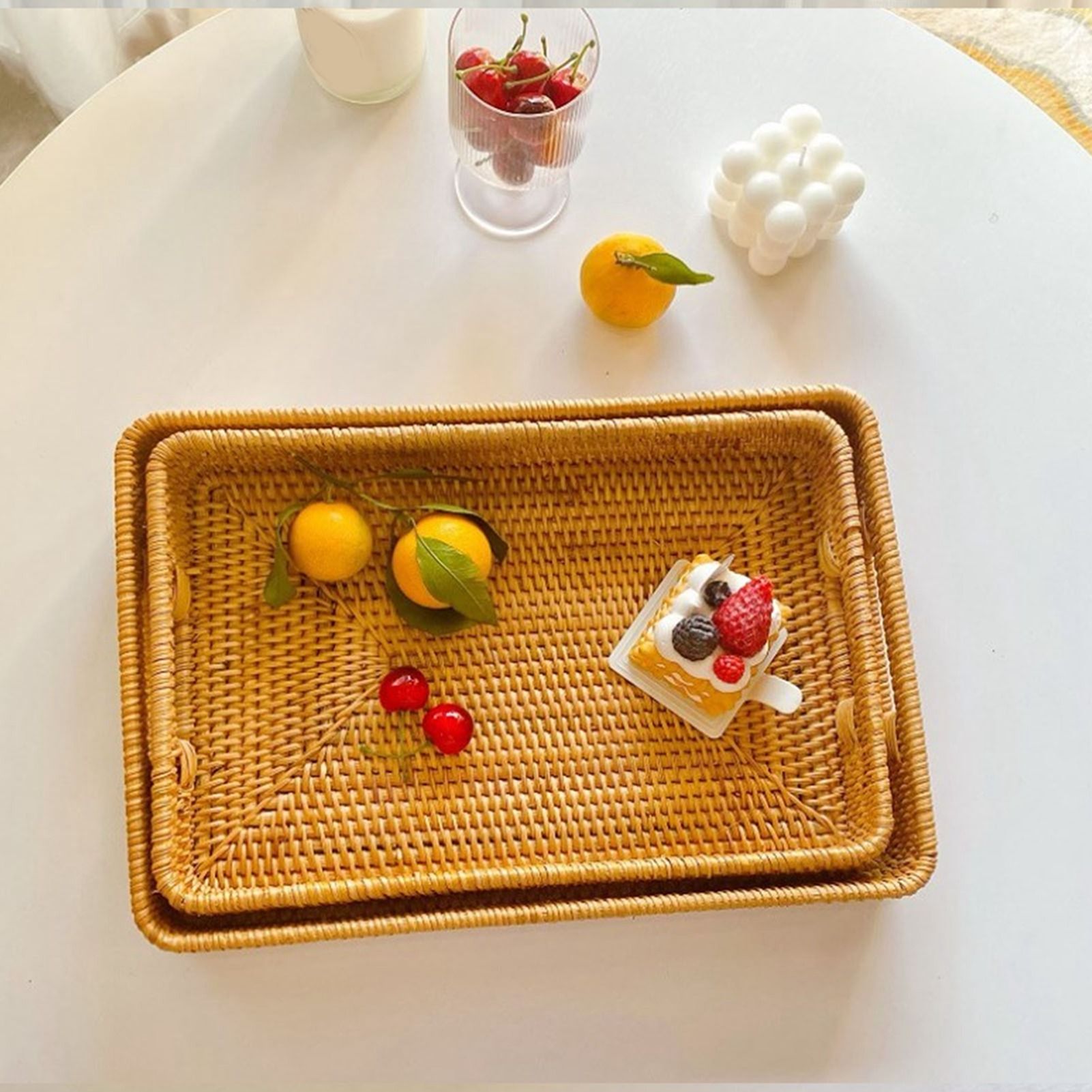 Rattan Tray Handle - D5 Saplı Servis Sepeti Tepsisi, Rattan