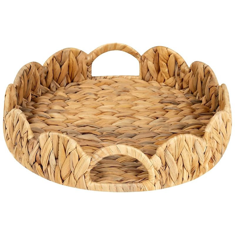Rattan Tray Handle - A76I-Tırtıklı Kenarlı Yuvarlak Tepsi, Entegre Saplı