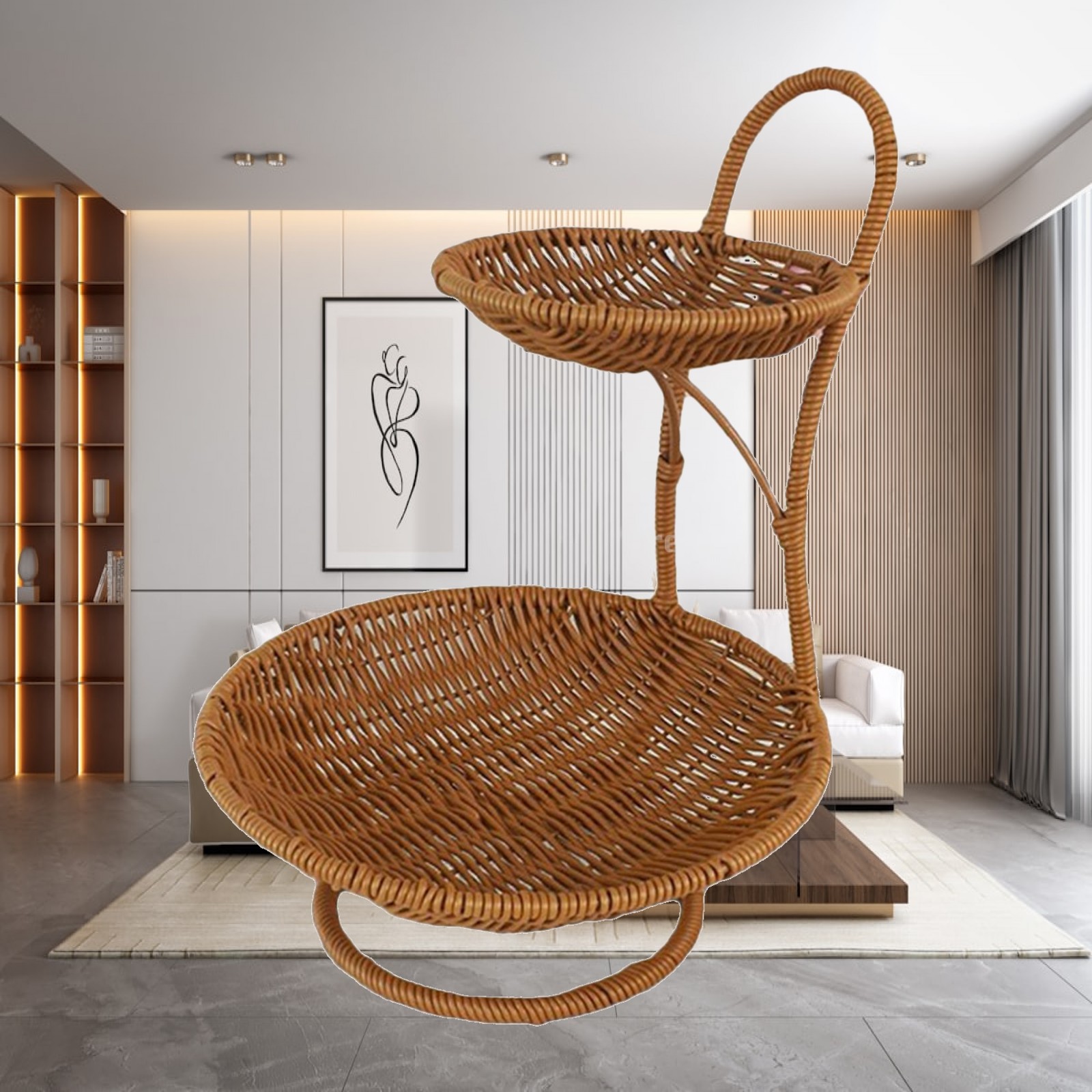 Yuvarlak Yiyecek Servis Sepeti - Rattan Tray Handle incelemesi ve fiyatı