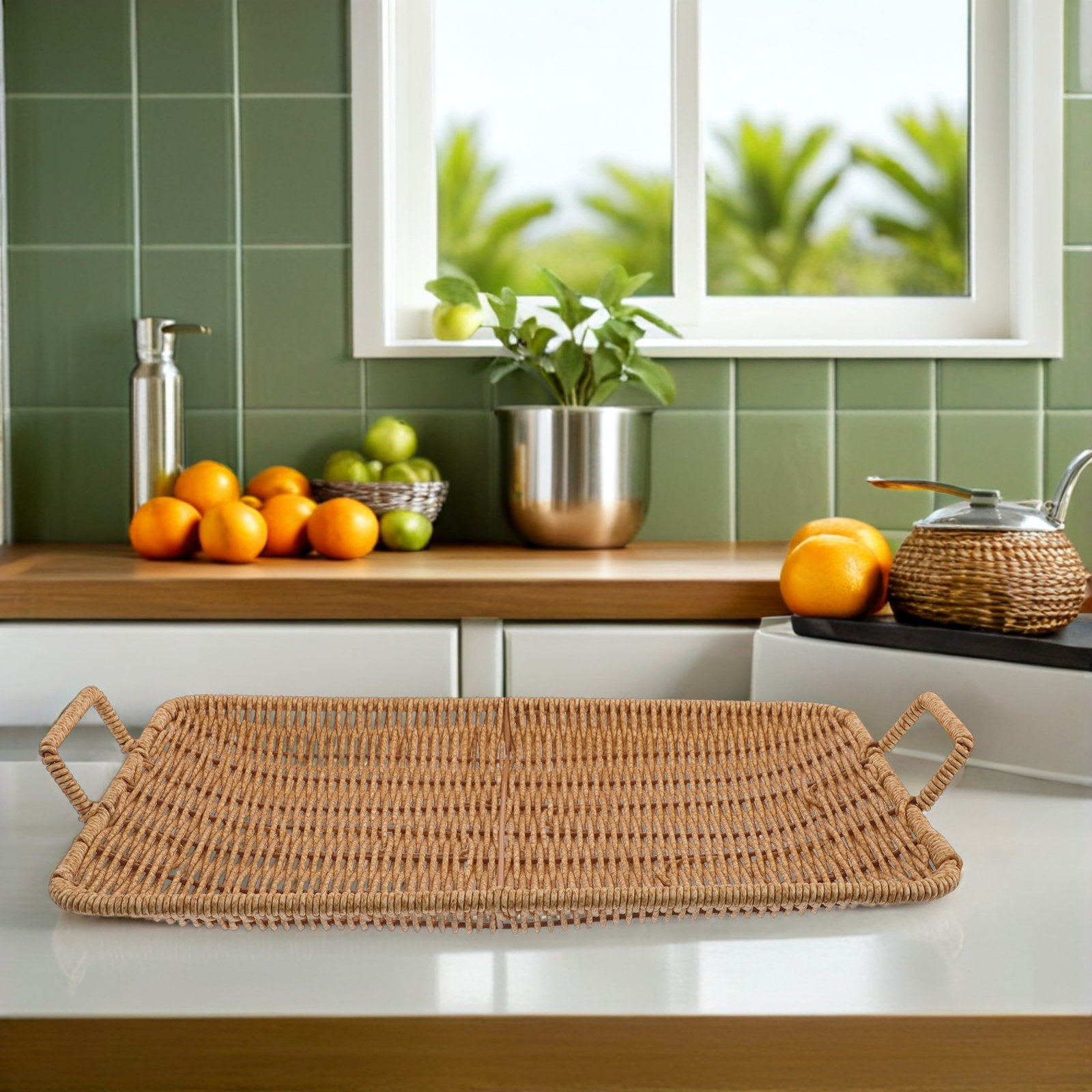 Küçük Dikdörtgen Saplı Rattan  - Rattan Tray Handle incelemesi ve fiyatı