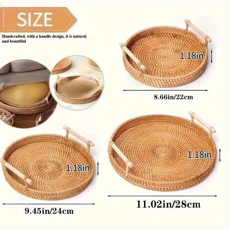 El Yapımı Rattan Yuvarlak Teps - Rattan Tray Handle incelemesi ve fiyatı