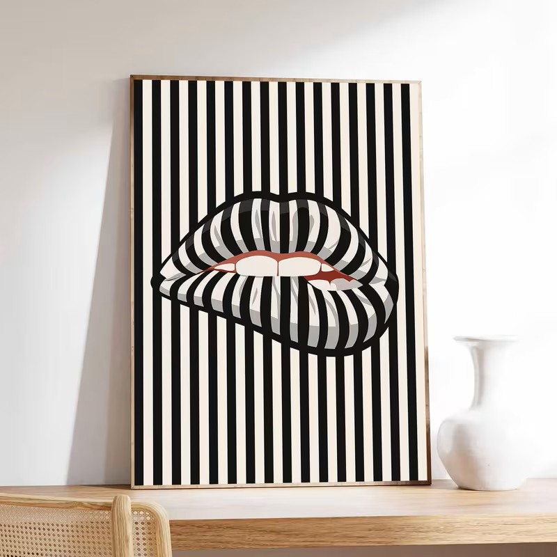 Basit ve Soyut Çizgili Dudak Ş - Interior Design Home Decor incelemesi ve fiyatı